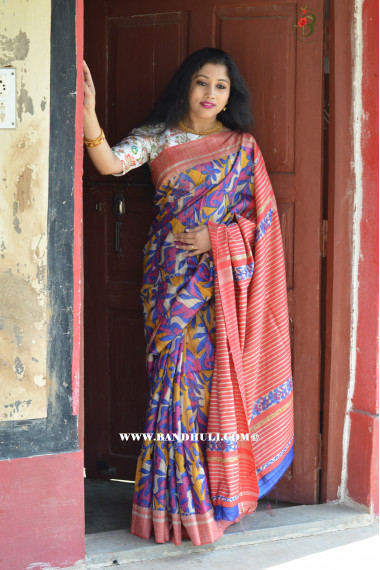 Floral Motif Tussar Ghicha Saree